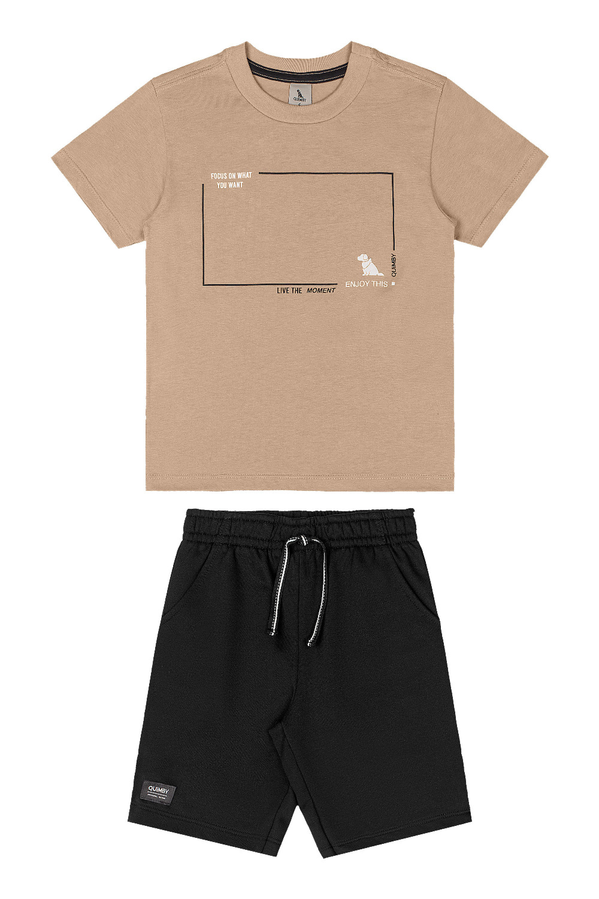 Conjunto Infantil Camiseta com Estampa 3D e Bermuda (Marrom) Quimby - Imagem 32